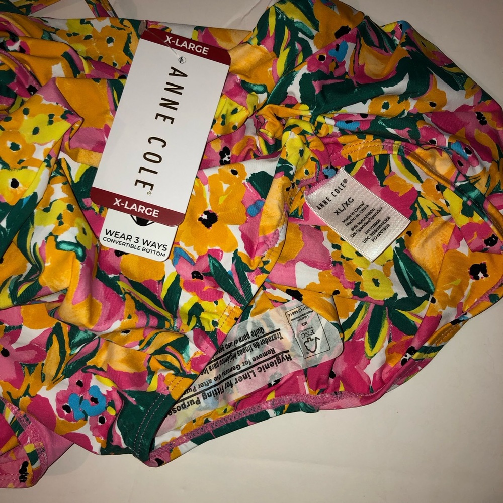 Anne Cole swim suit 2 pc sunshine floral XXL bathing suit top and XL Bottoms - Picture 13 of 15
